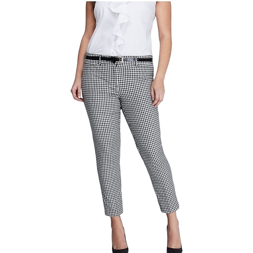 Lane Bryant Sppie straight leg black and white gingham print pants NWT size 14